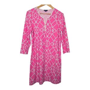 Melly M Womens Pink Geo Print Henley Neck Jersey Sheath Dress Size XL